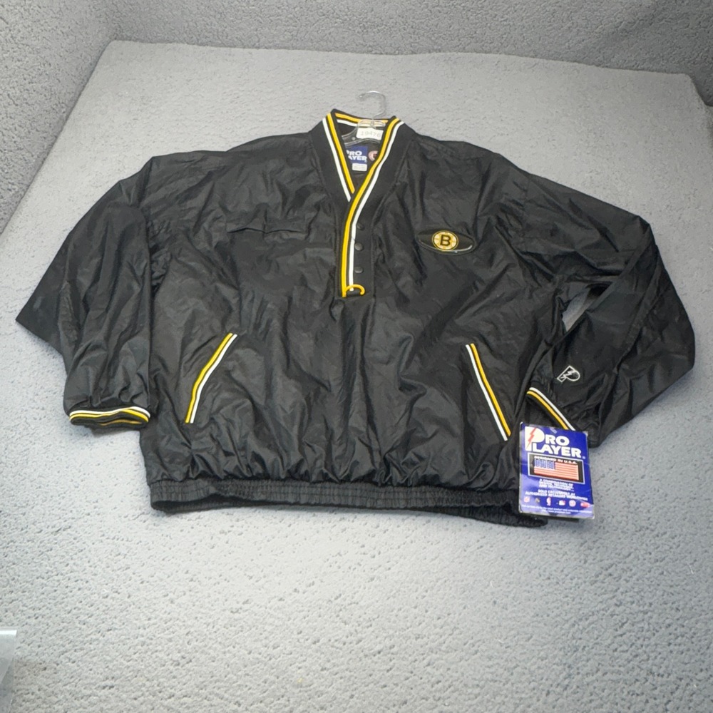 Vintage Boston Bruins Jacket Mens XL Pullover Windbreaker Pro Player 90s NOS NWT